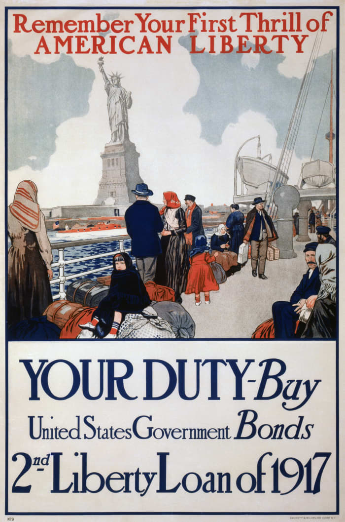 Buying Liberty Bonds was equated with patriotism in propaganda posters