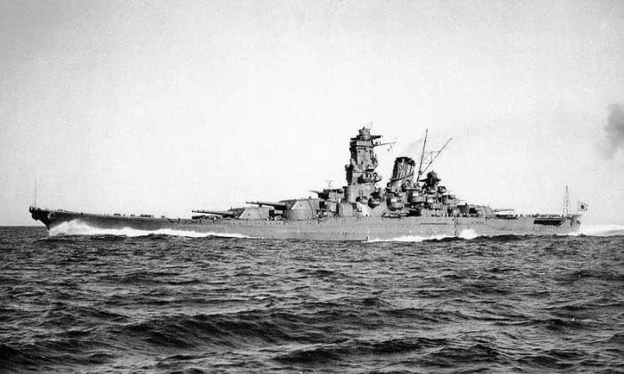 World War II: Imperial Japanese Battleship Yamato. 65,000 tons; 9x18.1-in guns; 12x6.1-in guns; 12x5-in guns.