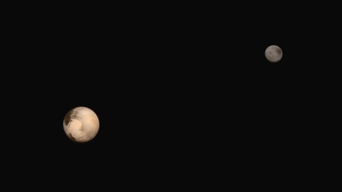Pluto and Charon, composite portrait from the July 14, 2015 Pluto flyby.