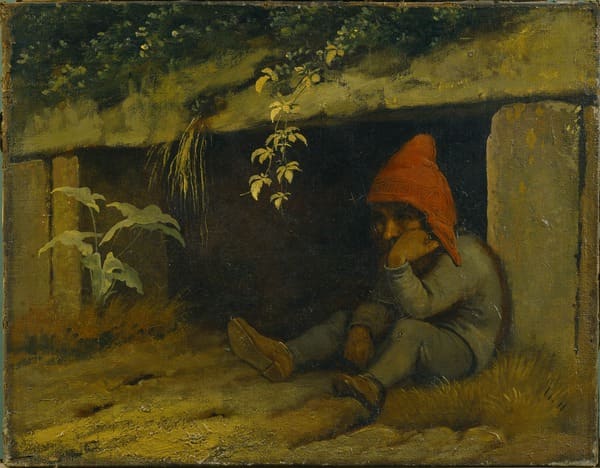 The Troll Sindre outside his Cave by Johan Thomas Lundby. Note the runes across his cap. From the Hirchsprung Collection in Copenhagen.