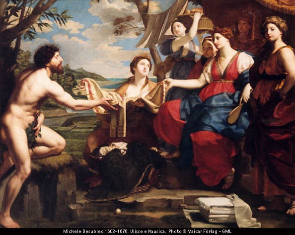 Odysseus meets Nausicaa. 7426: Michele Desubleo 1602-1676: Ulisse e Nausica. Capodimonte Palace and National Gallery, Naples.