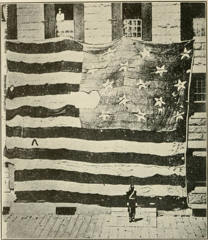 The original Fort McHenry flag measured 30 by 42 feet. The flag was designed so that opposing forces could see the flag from afar.