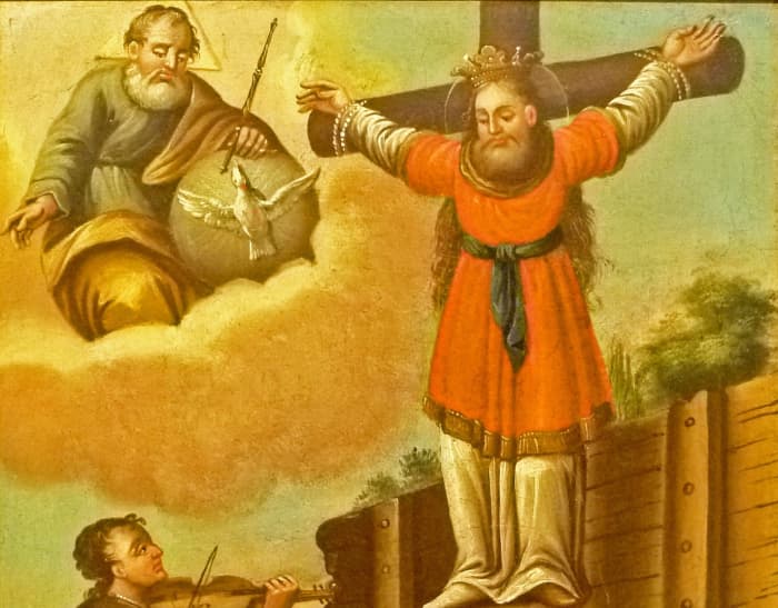 An oil painting from the early 19th century of Wilgefortis exists in the Augustiner Museum ub Rattenberg, Austria