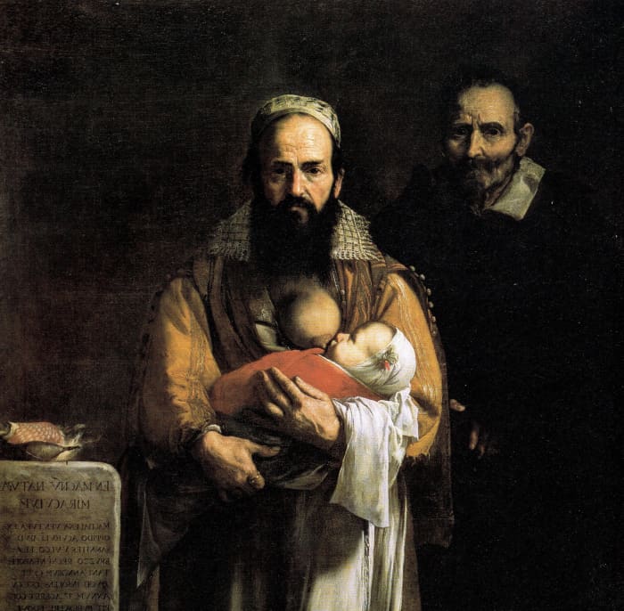 Magdalena Ventura was painted in a way to make her appear more masculine than her husband. She developed facial hair after the birth of her last son.