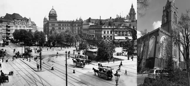 The Alexanderplatz on the left in 1908 is near to where Von Galen first lived in Berlin. On the right is St. Mathias' Church, where he was pastor from 1919-1929.