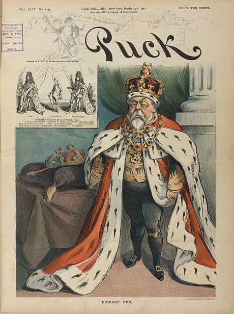 The satirical magazine "Punch" did not seek to conceal Edward's bulging waist nor his dissipated look.