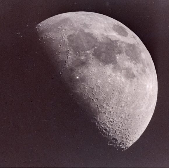 Astronomer Leon Stuart’s photo of the Moon with mystery white speck taken on 15 November, 1953.
