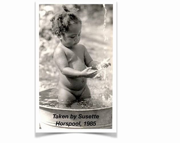 This is not me, but I did bathe this way for six months when I was a Peace Corps Volunteer in Botswana (1976).