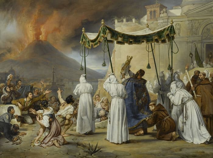 Procession of Saint Janvier during a Vesuvius eruption in 1822