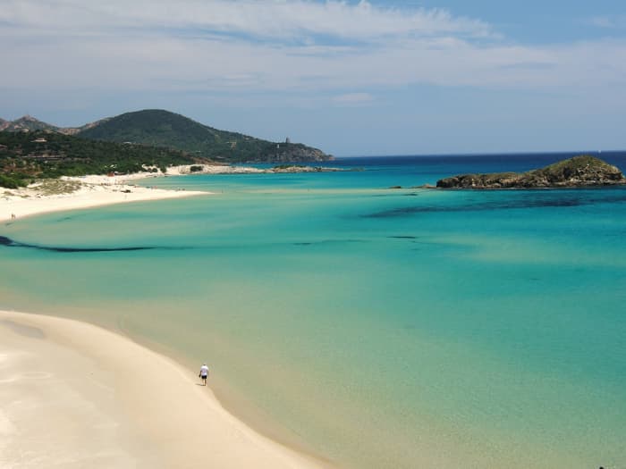 Tuaredda beach at Sardinia, Italy shows what the Mediterranean looks like on a calm day