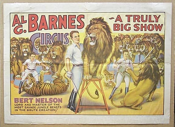 One of the shows that featured Mabel Stark. Virginia Barnes Stonehouse writes on Amazon.com of her dad, Al G. Barnes, and his circus where Mabel Stark performed.