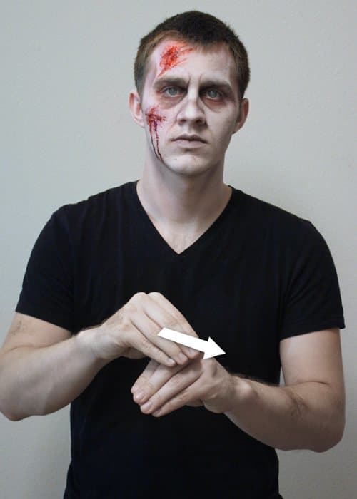The sign for contagious begins by making both hands into a flattened 'O' hand shape. Then the dominant hand slides over the top of the non-dominant hand.