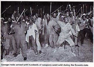These "Savage Mobs with hundreds of weapons" as quoted by some Apartheid apologist were Zulu Hostel men recruited by the Boer regime to fight the people of Soweto
