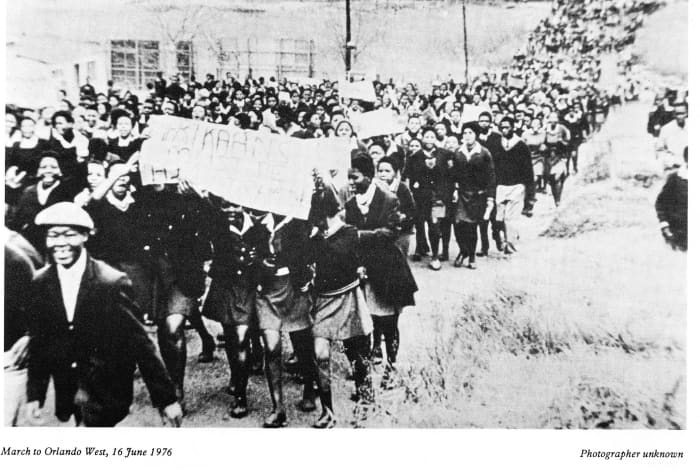 Student during the in 1976 marching towards Orlando Stadiums to hold a rally and discuss the Afrikaans Issues