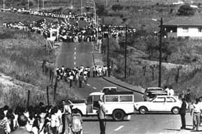The Youth From Naledi Township, on the Southwestern end of Soweto, collecting others on the march en-route to Orlando Stadium