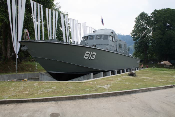 The Thai Navy boat 813 in its final resting place after being flung 2km inland by the Indian Ocean tsunami in 2004