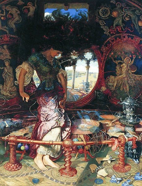 The Lady of Shalott by William Holman Hunt, 1905. Wadsworth Athenaeum, Hartford, Connecticut. Image coutesy Wiki Commons