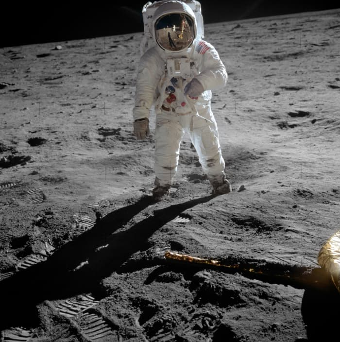Man landing on the moon for the first time.