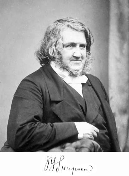 Photograph and signature of James Young Simpson (1811-1870), the Scottish surgeon who popularized the use of chloroform as an anesthetic