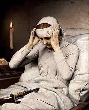 Anne Katherina Emmerich, an 18th-entury seer who was later made a saint. She was taken to a convent when she suffered Stigmata. This picture captures the essence of the earlier anchoresses.