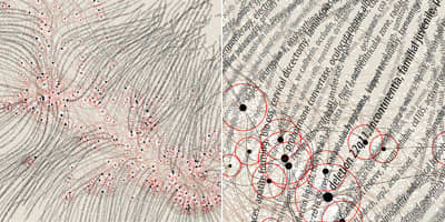 A "map of science" created by sorting some 800,000 published papers into 776 paradigms. The red circles are where they overlap from referencing one another - creating a visual representation of scientific discussion in the world today.