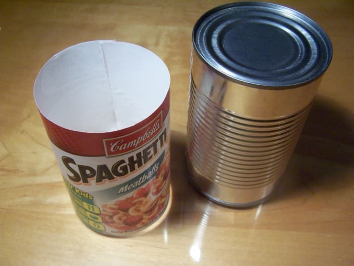 Roll the label back up. Notice that the width of the label is actually the circumference of the can.