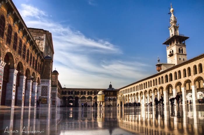 The Great Mosque of Damascus was first built on this site by Umayyad Caliph al-Walīd I.