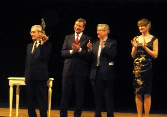 Stanislav Petrov Yevgrafovich at the presentation of the award at the Semperoper in Dresden, February 17 2013