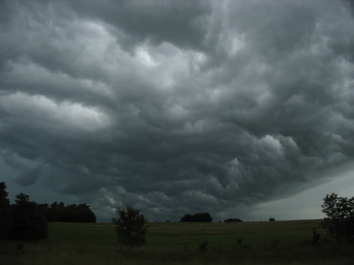 Cumulonimbus clouds over Wyandotte County, Kansas. These clouds often produce powerful storm.