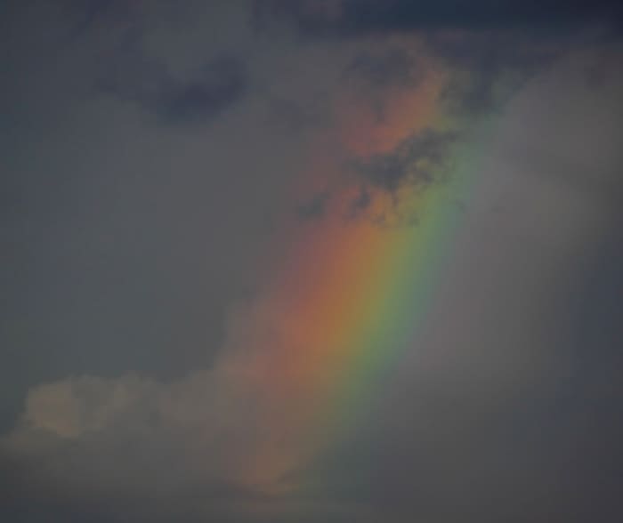 The rainbow was the sign of God's promise to never again destroy the world by water.