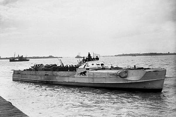 WW2: A German E-boat (German nomenclature: S-boot). Note the torpedo tubes built into the front sides.