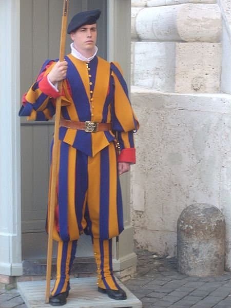 What the Swiss want the world to think of when talking about their military (Swiss Guard at the Vatican).