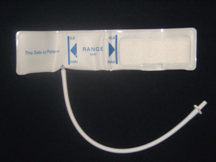 Blood pressure cuff that connects to an automated measurement device and monitor.
