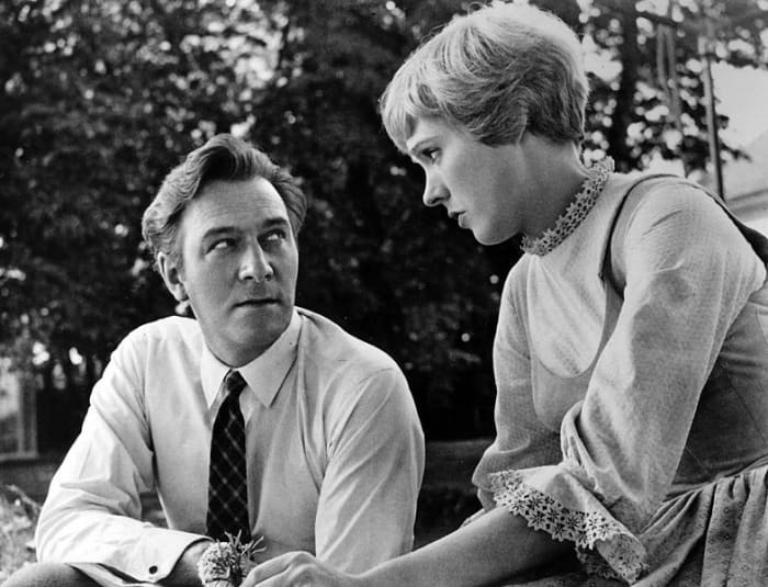 Christopher Plummer (Captain von Trapp) and Julie Andrews (Maria) during filming of "The Sound of Music" in 1964