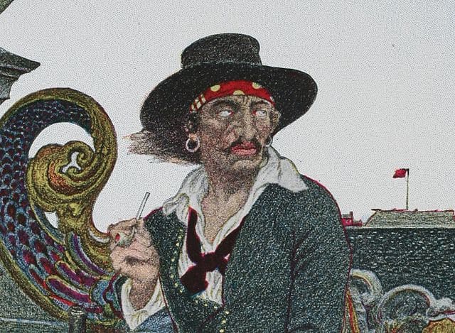 Captain Kidd, originally an English privateer, was later hung in England for piracy.