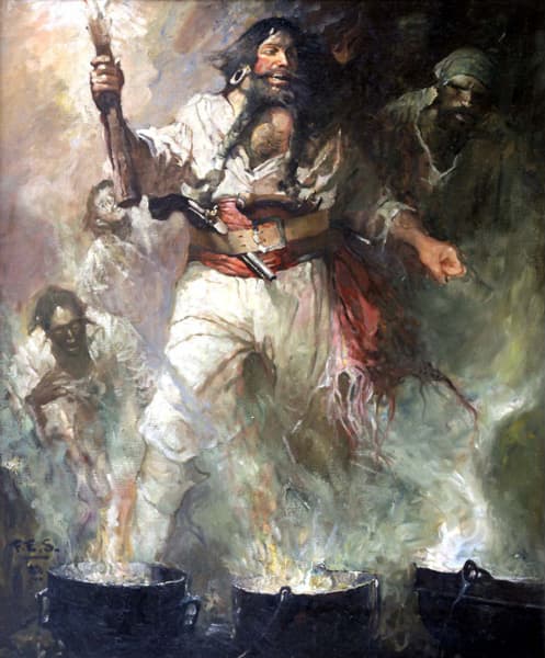 If Blackbeard raided your ship, this was a site you would never forget. He made sure to put on quite the fearsome show to prevent merchant ships from fighting back.
