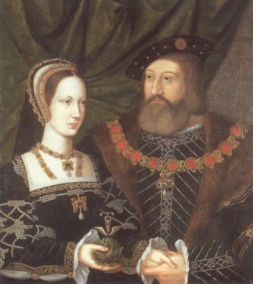 Mary Tudor and her second husband, Charles Brandon, Duke of Suffolk. After her death he married their son's fiancee.
