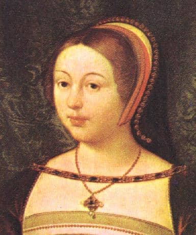 Margaret Tudor, Queen of Scots. Her great-grandson inherited the throne of England from her niece, Elizabeth I.