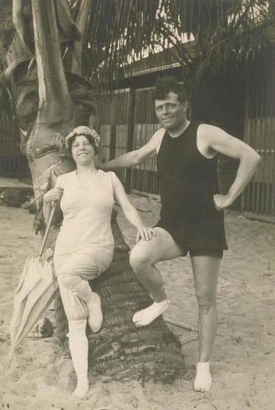 Jack London with his second wife, Charmian , on a surfing trip to Hawaii. The picture was taken in 1915, just one year before Jack died.
