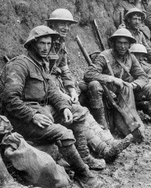 First world war troops in the trenches.