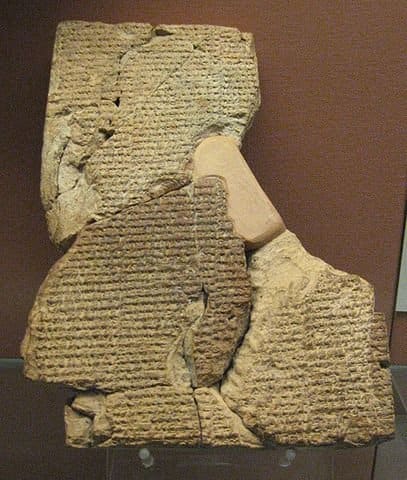 The epic of Atrahasis was written on clay tablets in the cuneiform writing style of Sumer. Noah's Ark was written on parchment, about a millennium later.
