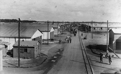 Stalag 10B near Bremen. John Gatens was imprisoned here until liberation by the Welsh Guards in April 1945.