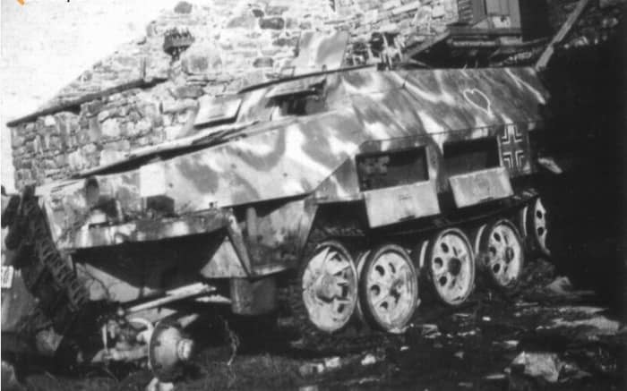 Destroyed German halftrack after the battle at Baraque de Fraiture.