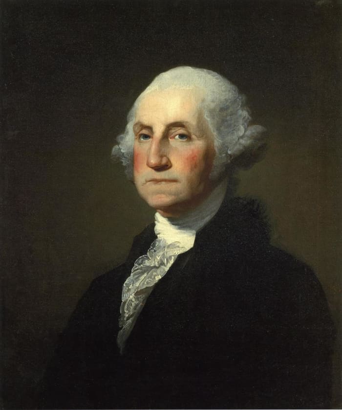 1797 based on the uncompleted Antheneum portrait by Gilbert Stuart ; completed by Charles Willson Peale.