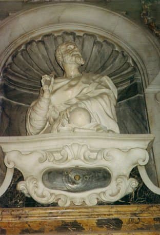 Monument to Galileo Galilei, inside Santa Croce church, in Florence, Italy. Photo by User:Infrogmation, 1993.