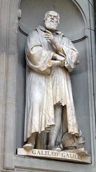Statue of Galileo Galilei outside the Uffizi, Florence, Italy.