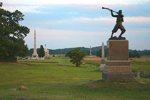 This is a monument known as the 'High Water Mark' which commemorates the actions of the 72nd Pennsylvania volunteer infantry at Cemetery Ridge.
