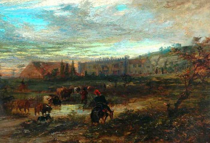 "High Sunderland Hall, Halifax" Painting by Duncan Campbell, Served as Model of Bronte's Wuthering Heights