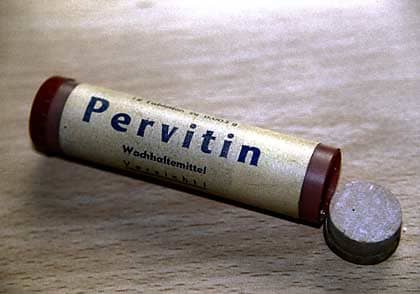 Pervitin and the original container it was distributed to German soldiers in during WWII.