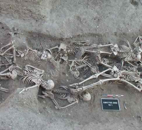 Black death victims showed evidence of having suffered from bubonic plague.
